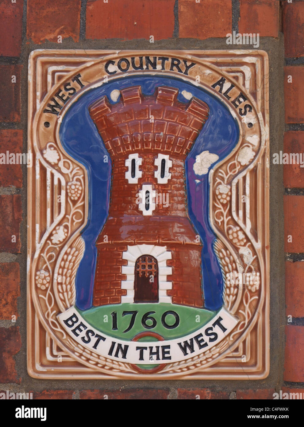 West Country Ales cervecería de cerámica placa Foto de stock