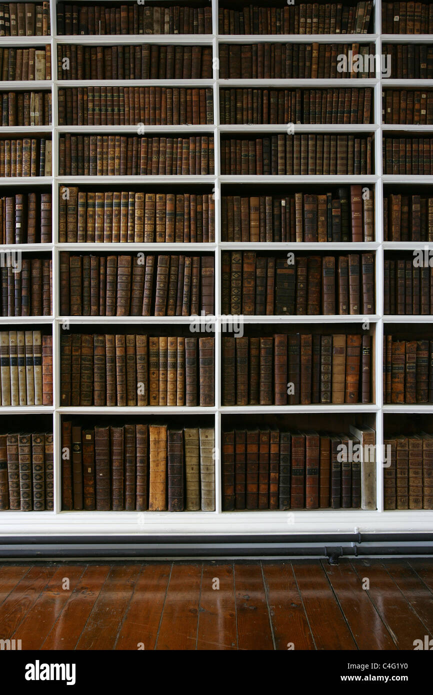 Los libros en los estantes de una biblioteca Foto de stock