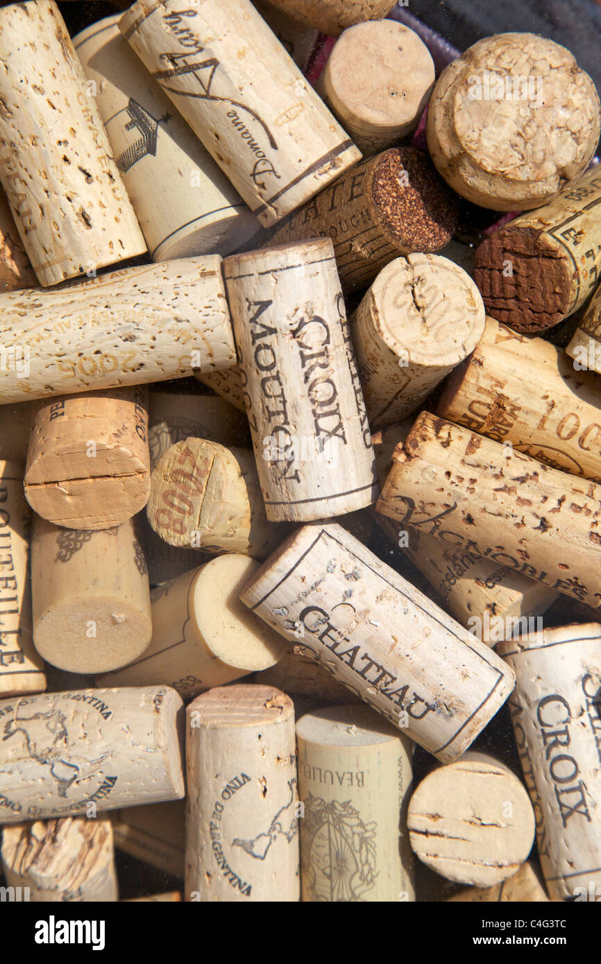 Vino, CORCHOS, corcho, fino, chateau francés, vintage, abstracto, vinos, Foto de stock