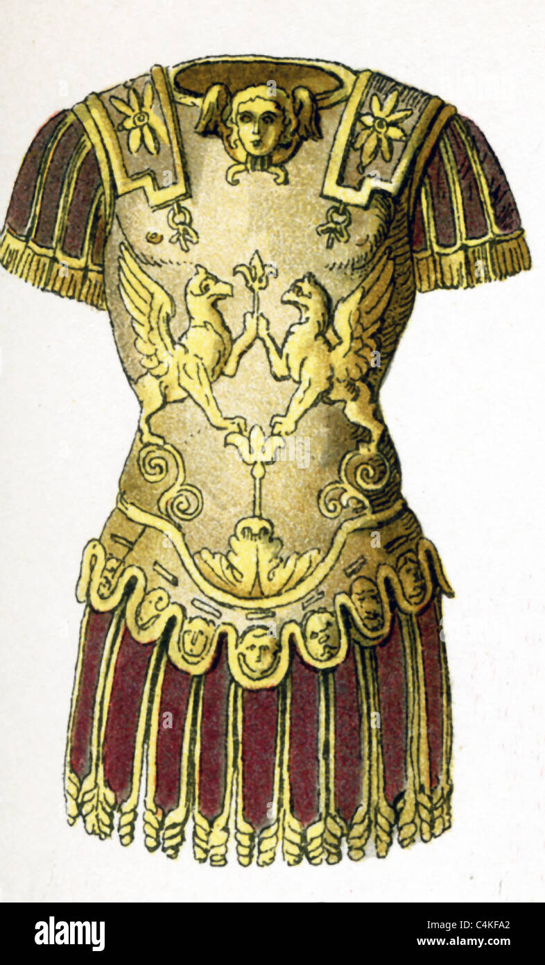 Este 1882 La ilustración muestra la armadura de un general romano en el