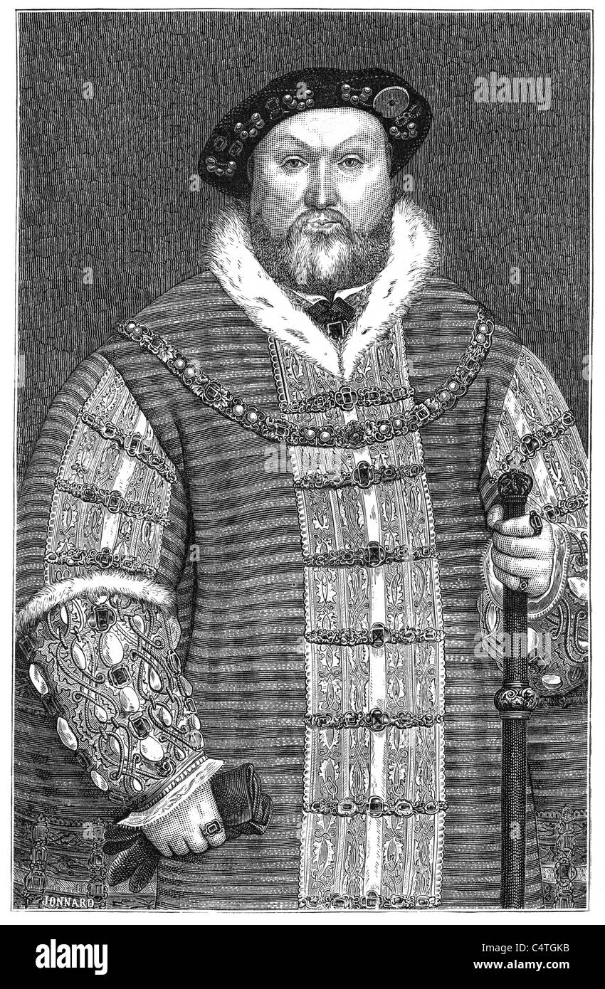 Henry VIII después de la vertical por Holbain, Rey de Inglaterra desde el 21 de abril de 1509 hasta su muerte. Foto de stock