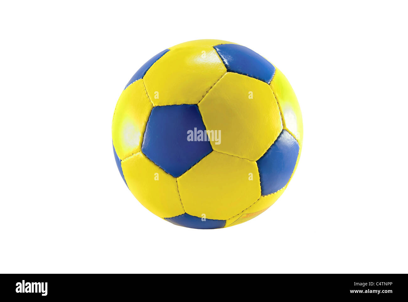 Fútbol Amarillo Balón Fútbol Aislado Sobre Fondo Azul