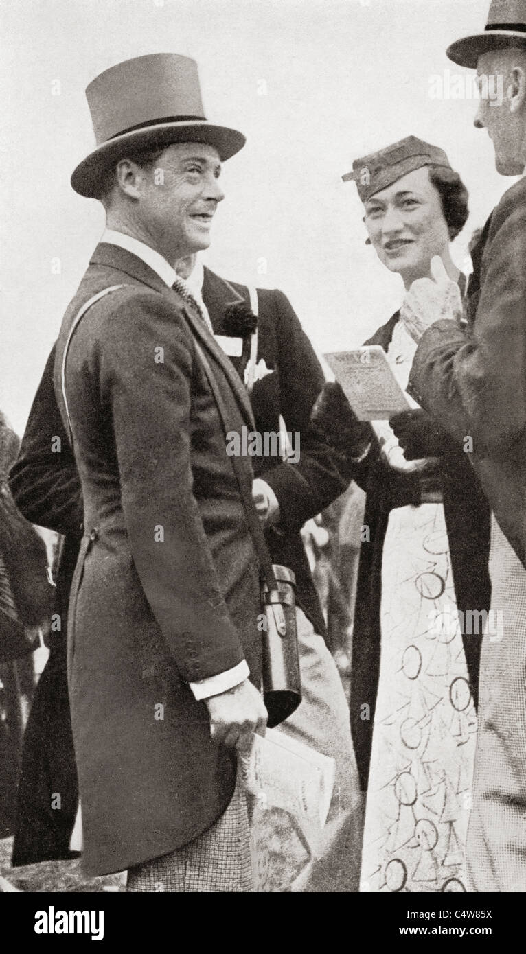 El Príncipe de Gales, luego Rey Eduardo VIII, en las carreras de Ascot con Wallis Simpson en 1935. Foto de stock