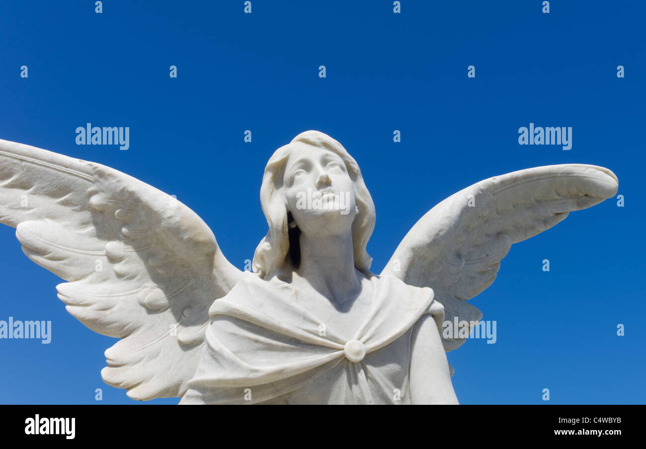 Puerto Rico, Viejo San Juan, el cementerio de Santa María Magdalena, vista cercana de angel rezando estatua Foto de stock