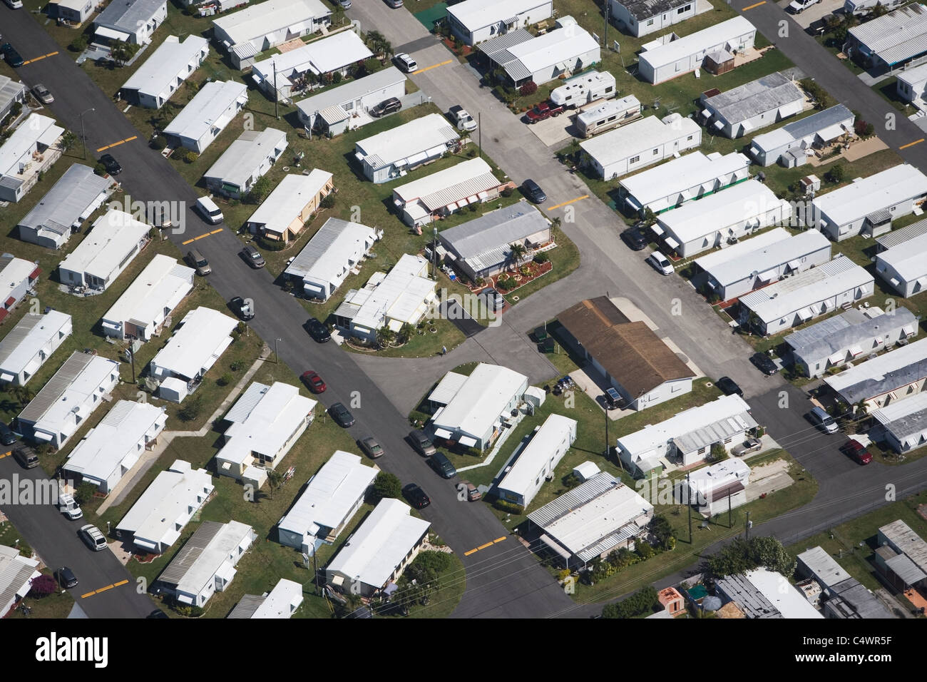 Ee.Uu.,Florida,Miami,vista aérea de la zona suburbana de distrito residencial. Foto de stock