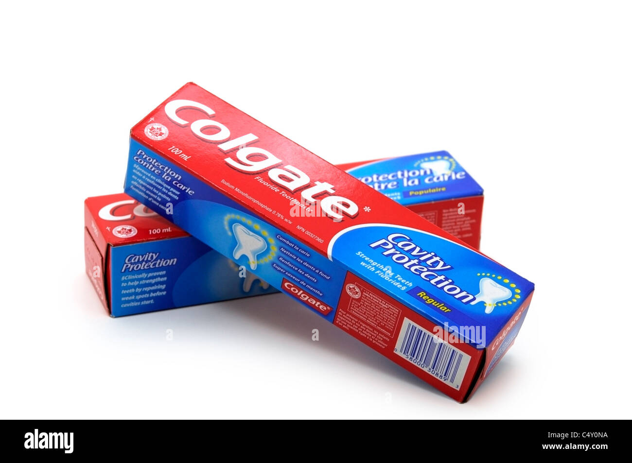 Paquetes de pasta de dientes Foto de stock