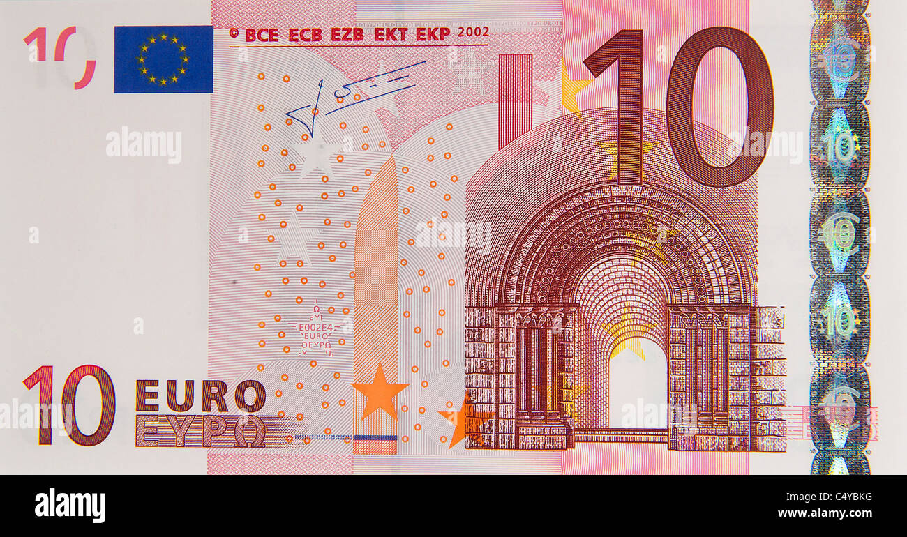 10 euros euros nota bill Foto de stock