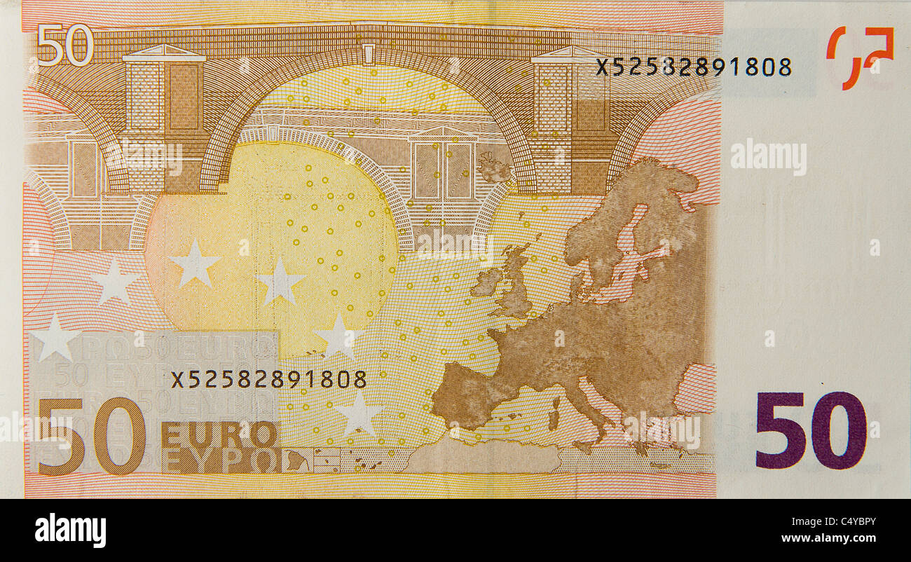 50 euros euros nota bill Foto de stock
