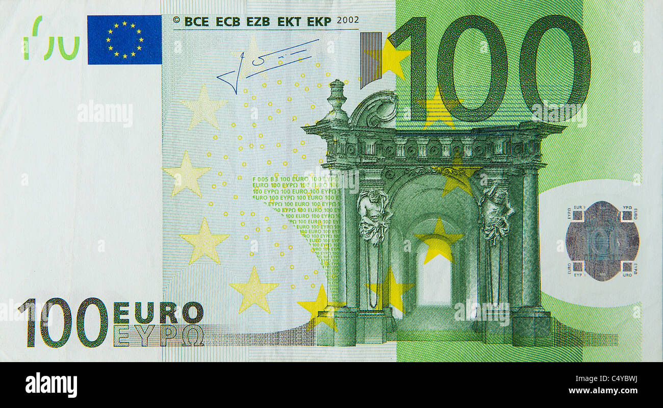 100 'cien' euro euros nota bill Foto de stock