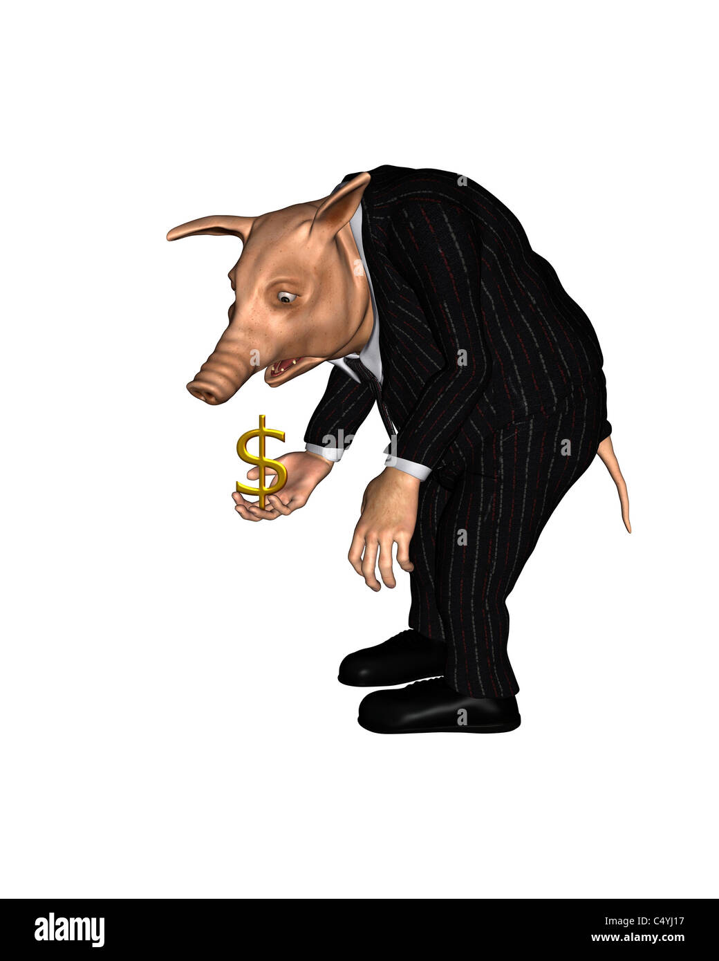 Cerdo vestido como un hombre de negocios mantiene un pequeño signo de dólar  de oro Fotografía de stock - Alamy