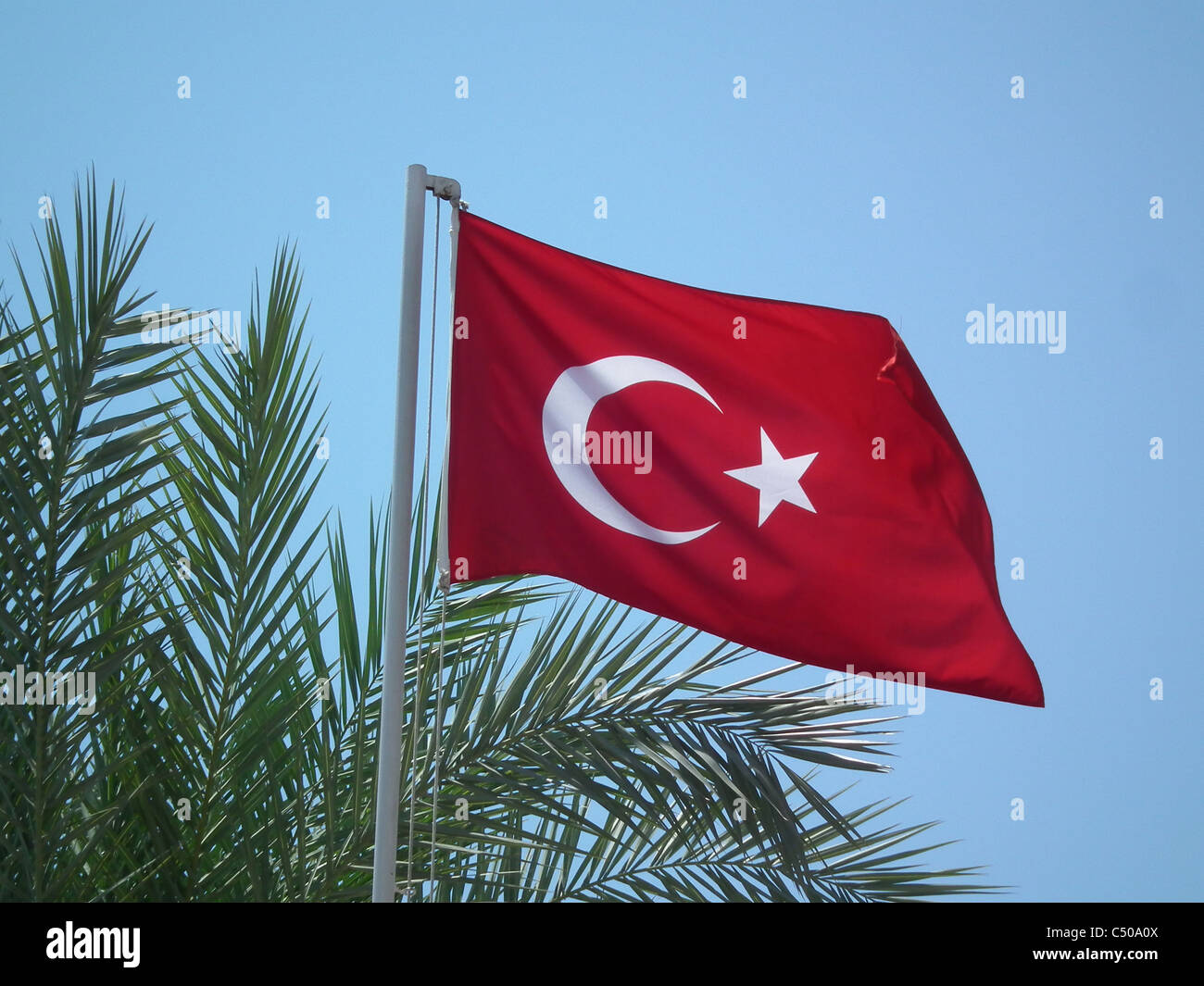 La bandera NACIONAL DE LA REPÚBLICA DE TURQUÍA Foto Tony Gale Foto de stock