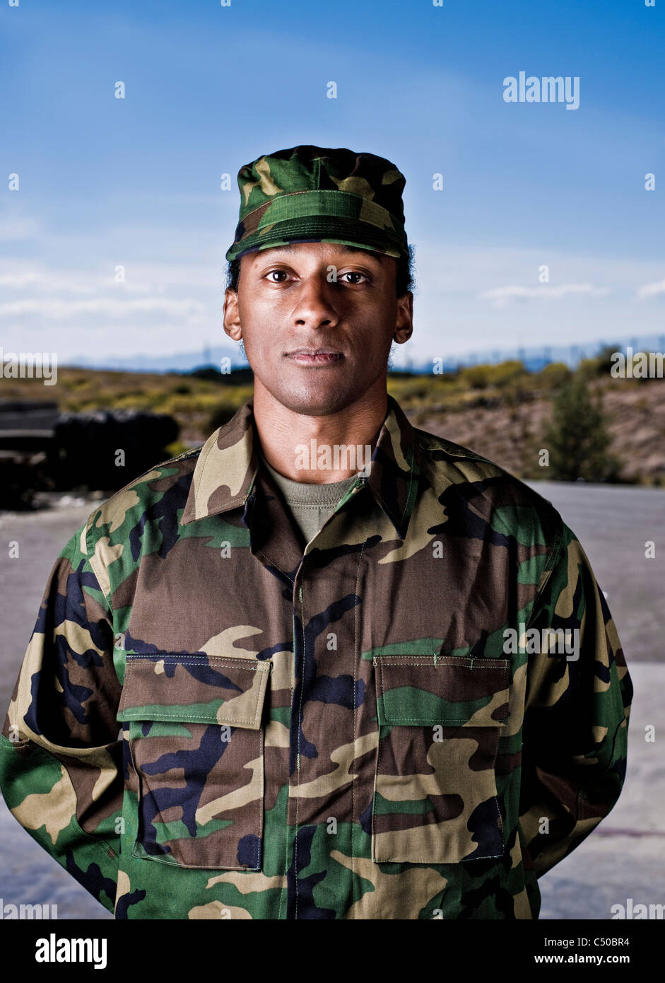 americano africano con uniformes camuflaje Fotografía stock Alamy