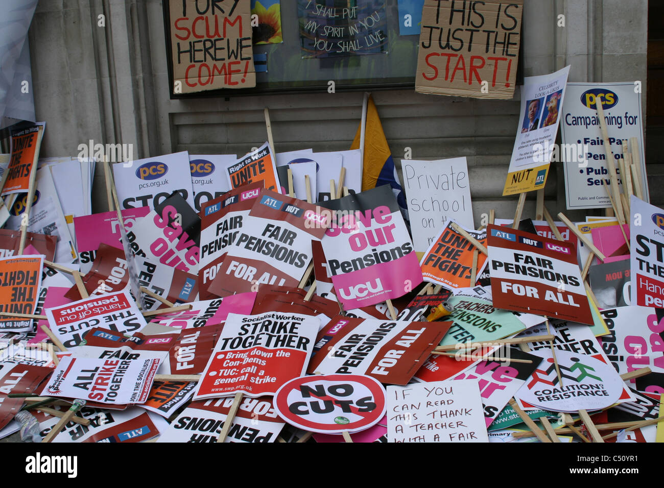 Pensiones demo huelga el 30 de junio de 2011 Londres, Inglaterra Foto de stock
