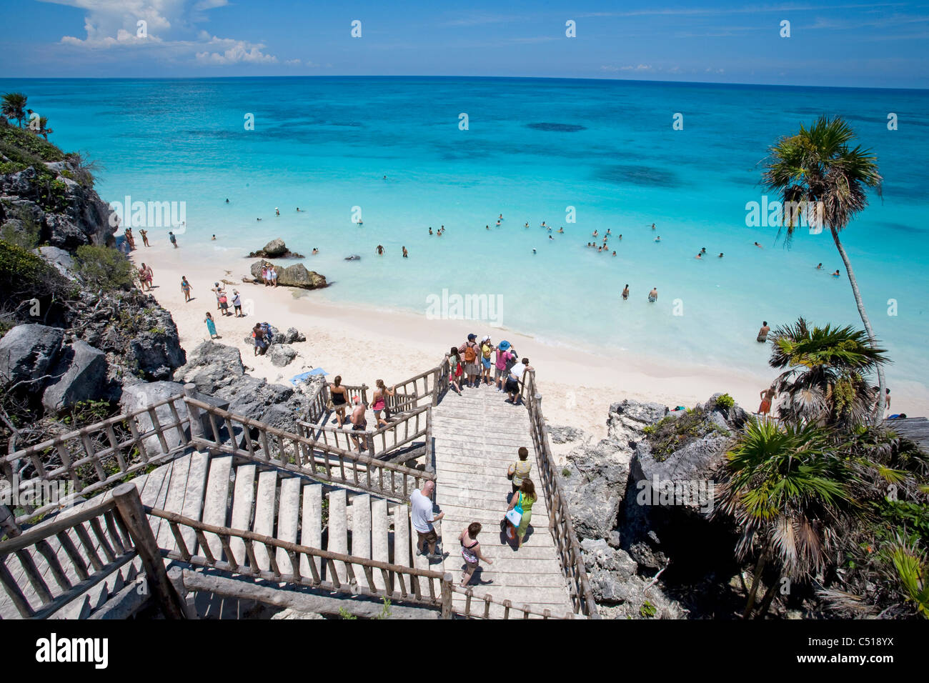 Hermosa playa en las ruinas de Tulum, Tulum, Yucatán, México Foto de stock