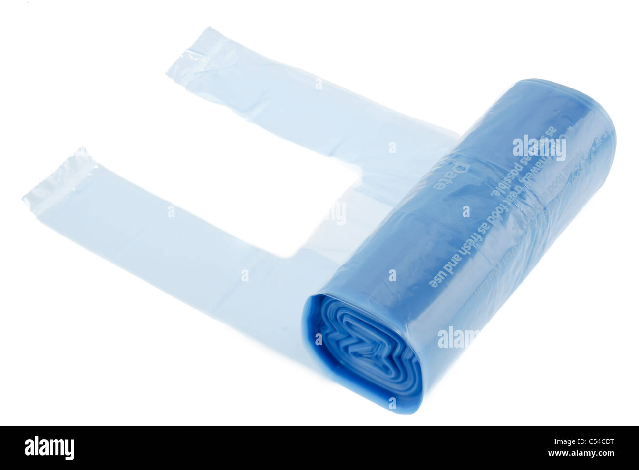 Rollo de bolsas de congelador azul Foto de stock