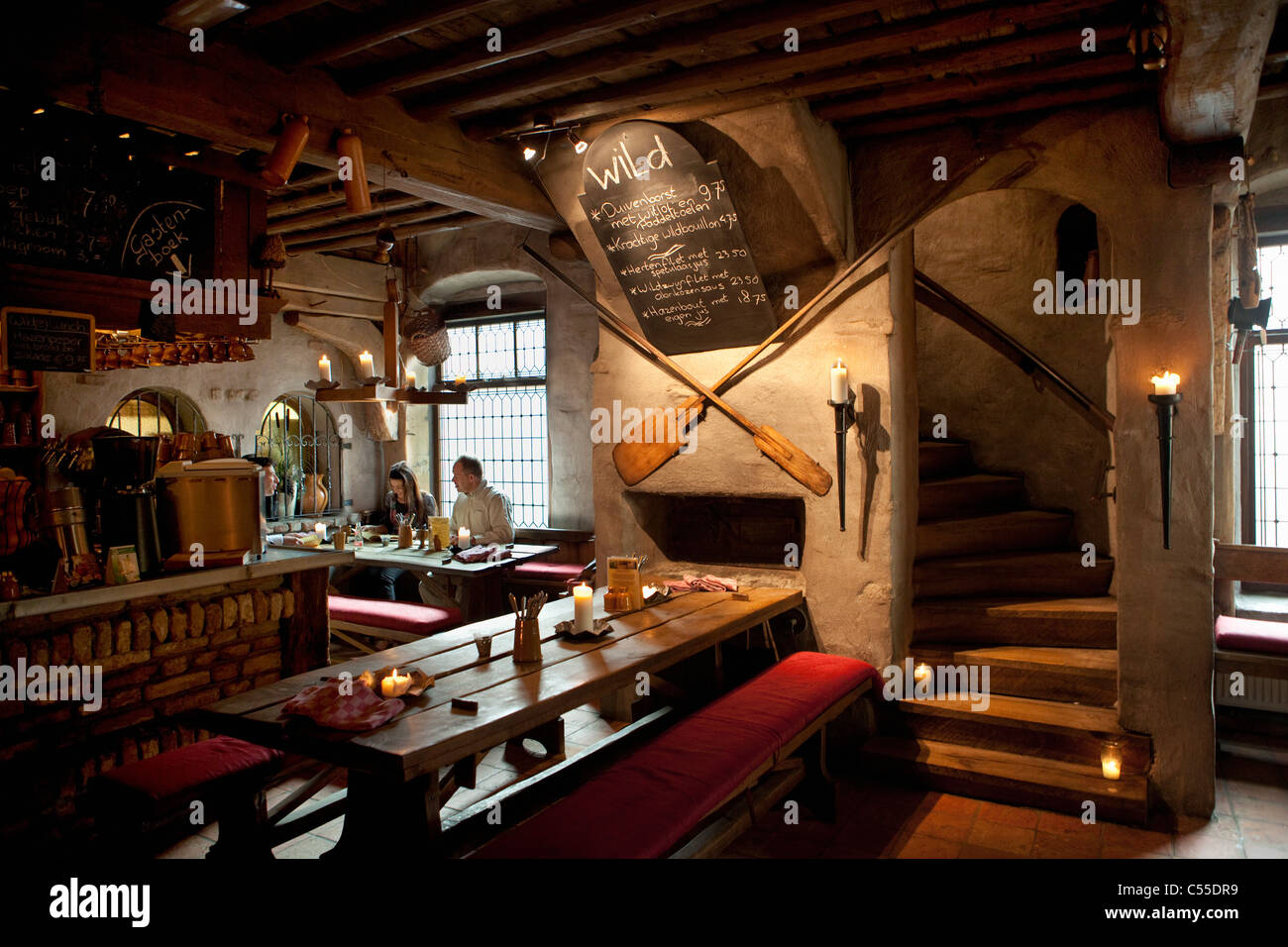 Los Países Bajos, Bredevoort, el interior del restaurante Bertram, el hotel también. Foto de stock