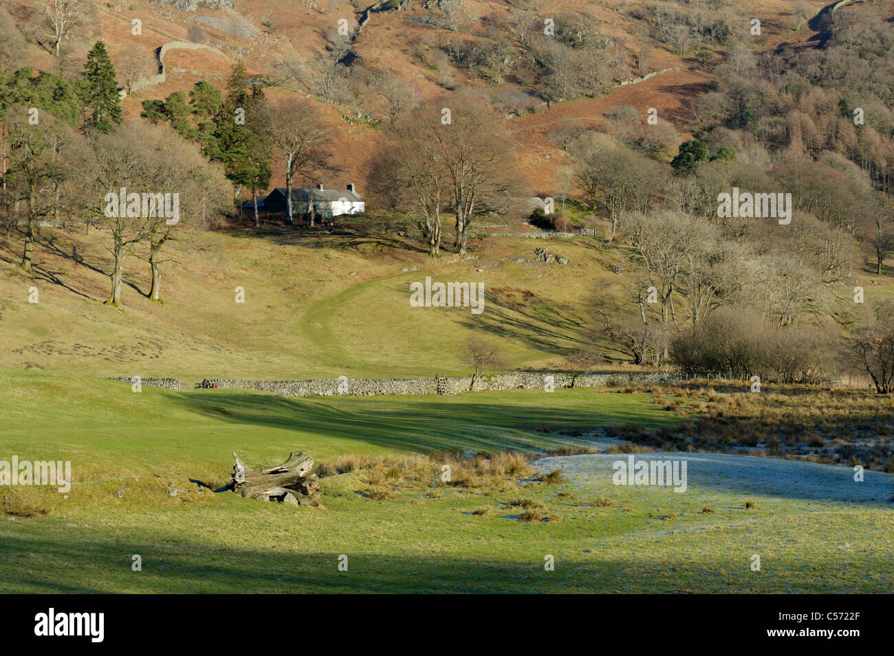 Vista hacia el cómo y Loughrigg cayó en el Lake District, Cumbria Foto de stock