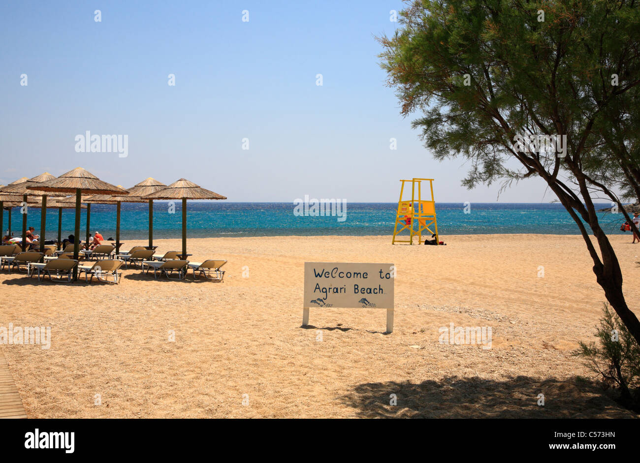 Agrari Playa Isla de Mykonos Cyclades Grecia Mar Egeo Grecia UE EUROPA Unión Europea Foto de stock
