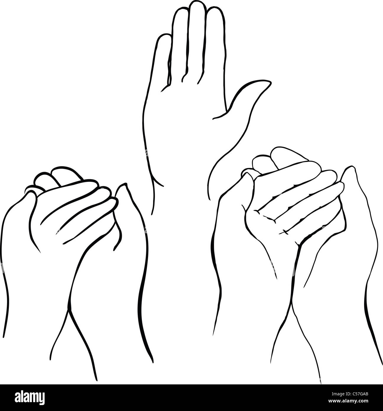 Dibujo Vectorial de manos sosteniendo algo Fotografía de stock - Alamy