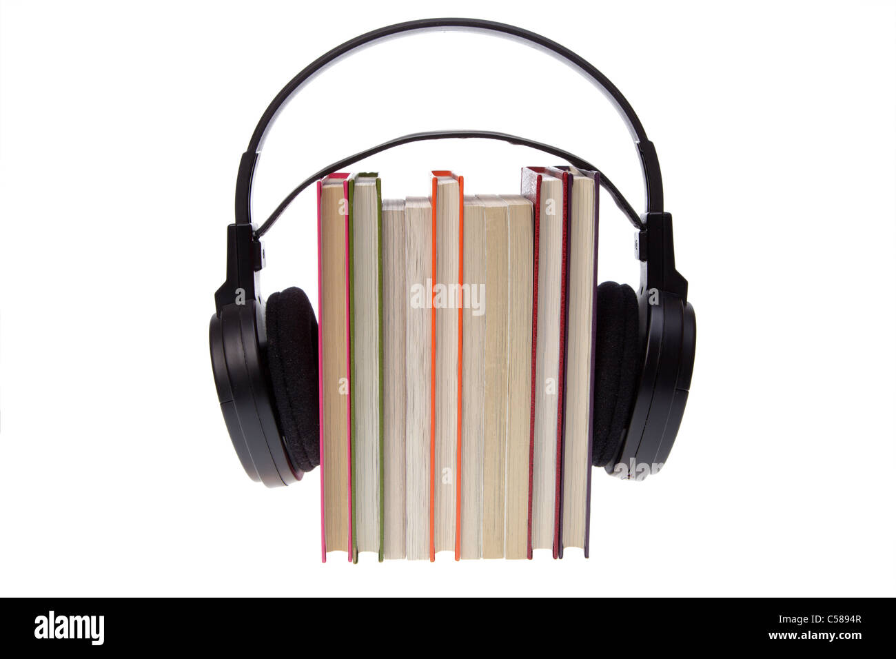 Libros de audio aislado en blanco Foto de stock