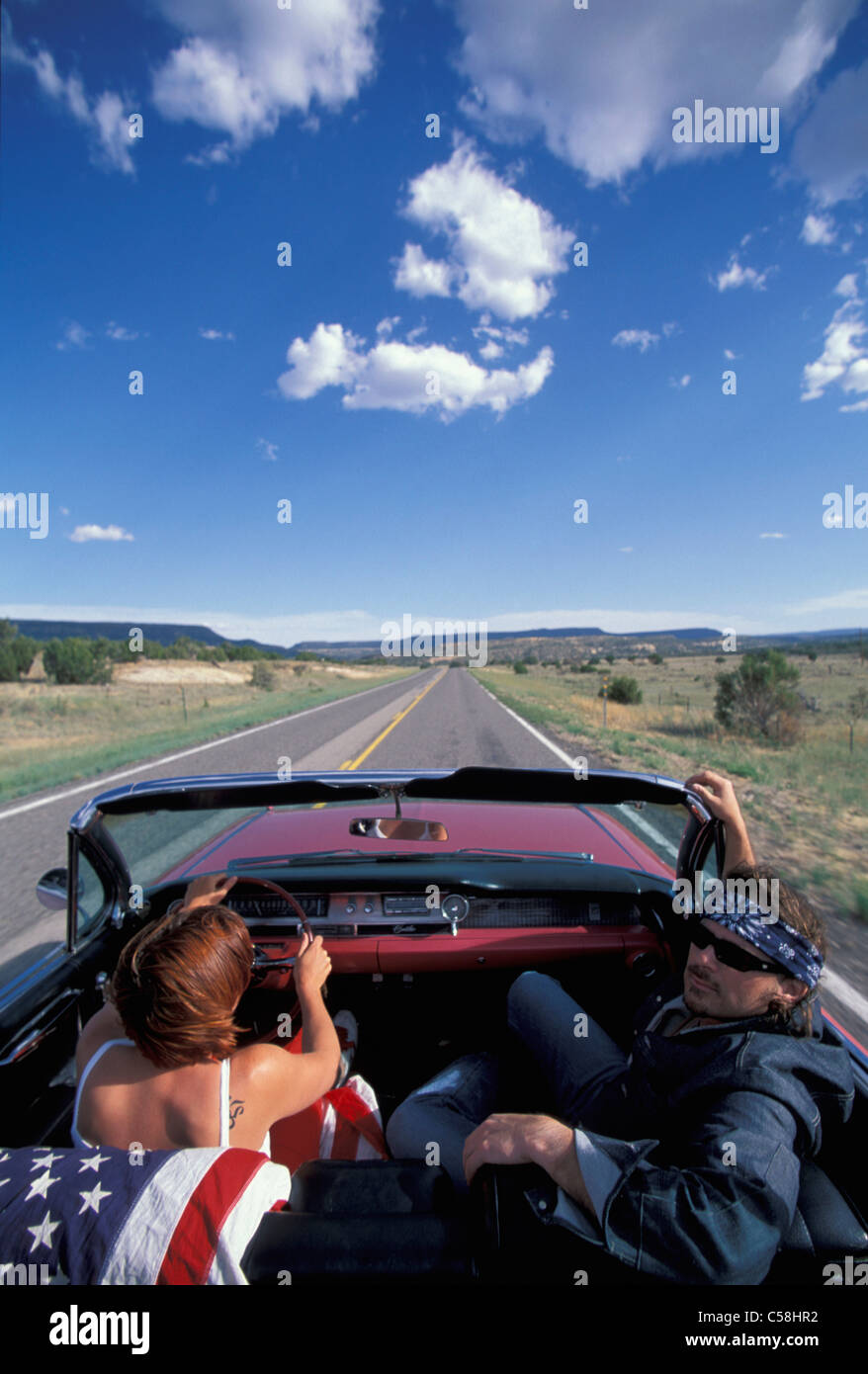 Pink Cadillac, Gente, conducción, Albuquerque, Nuevo México, Estados Unidos, Estados Unidos, en América, en 1962, el coche, el convertible, cerca donaciones Foto de stock