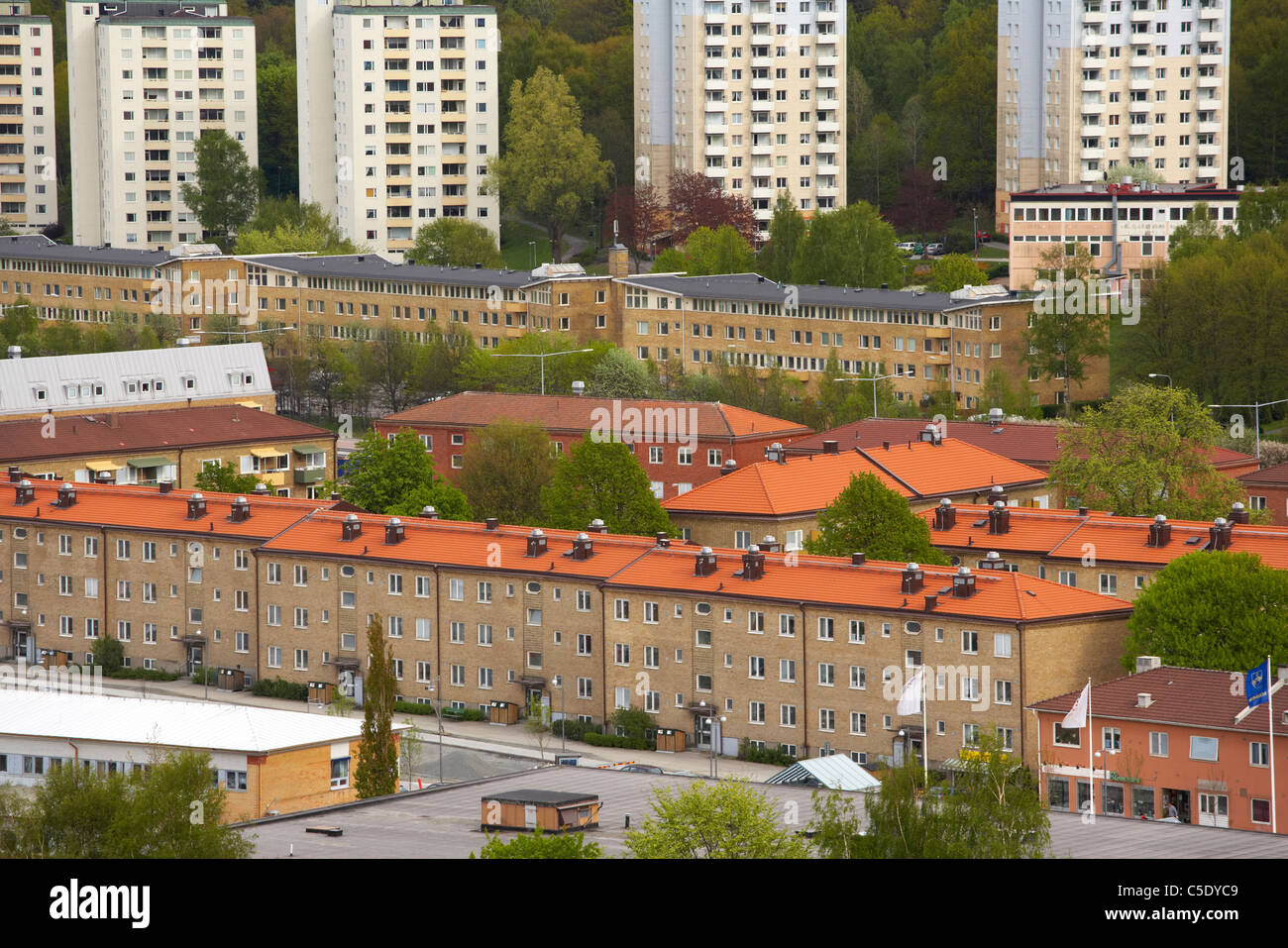 Las casas y edificios en Partille, Suecia Foto de stock