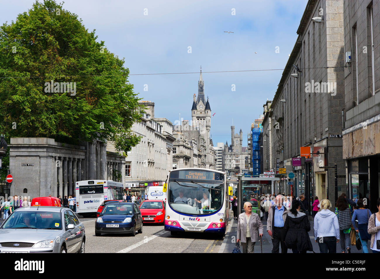 Union Street en el centro de la ciudad, Aberdeen, Escocia, Reino Unido Foto de stock