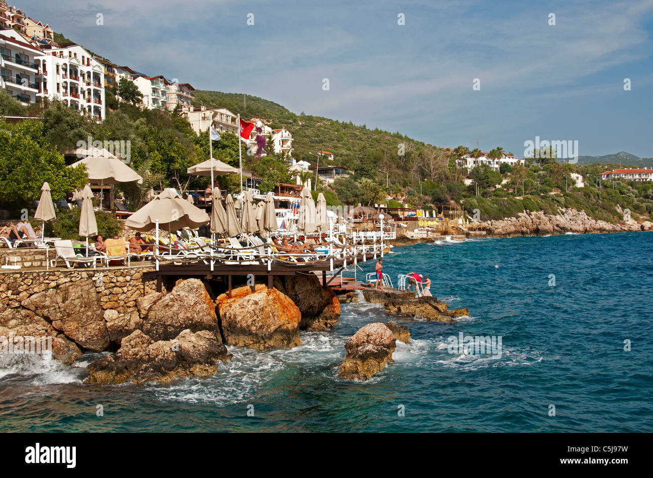 Kas TourismTurkish Playa agua de mar azul Turquía Foto de stock