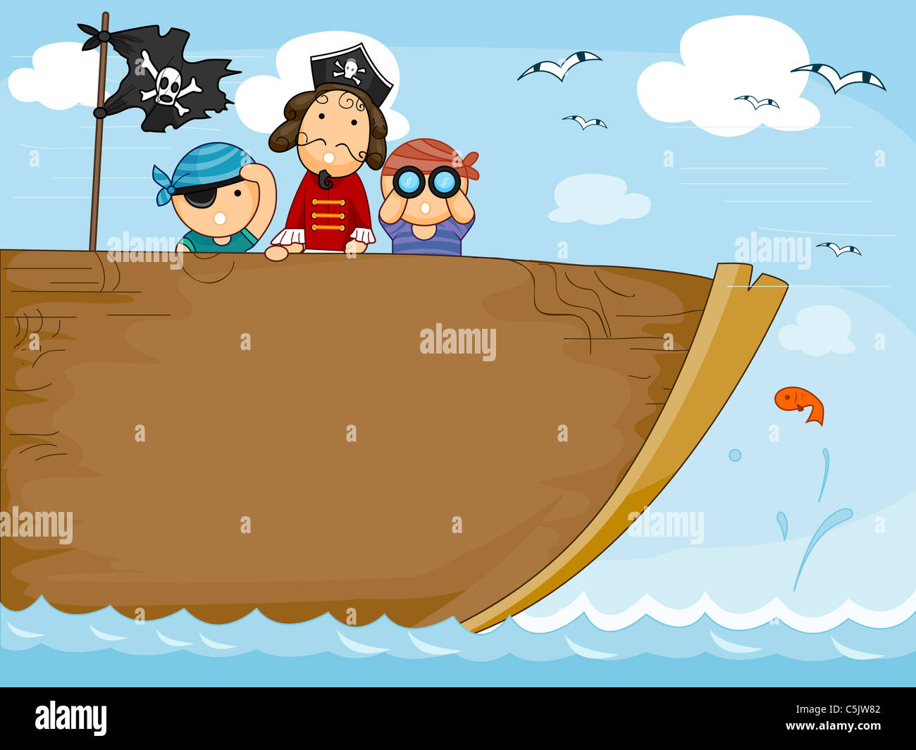 Pirata con un loro sobre su hombro, contra el telón de fondo del mar. El  pirata está en la orilla, ahora un barco pirata y palmeras Imagen Vector de  stock - Alamy