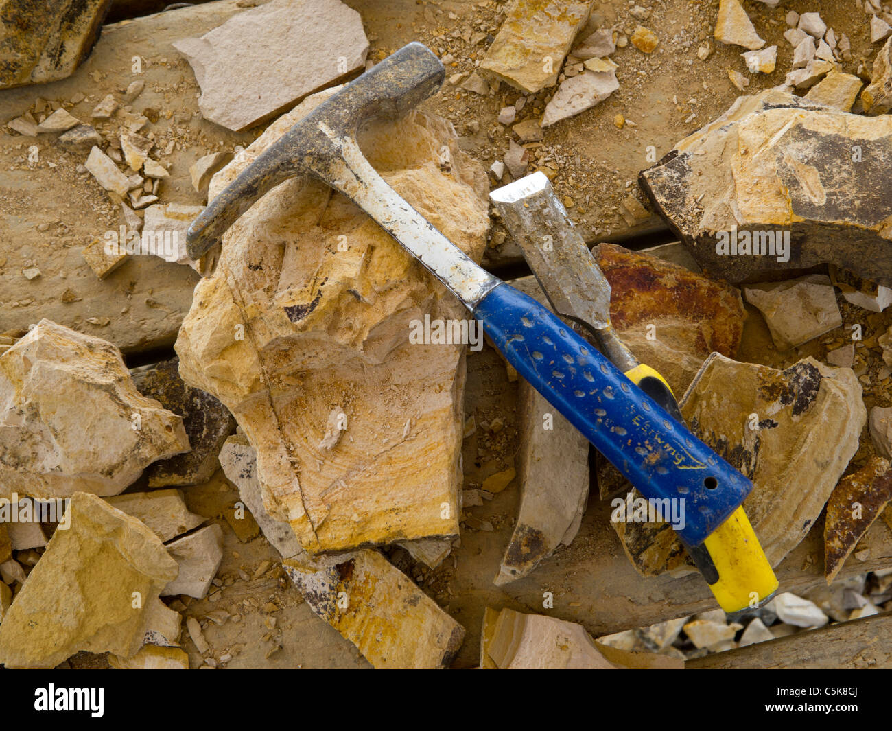 Martillo de geólogo y roca fracturada, fósil, Oregón Fotografía de stock -  Alamy
