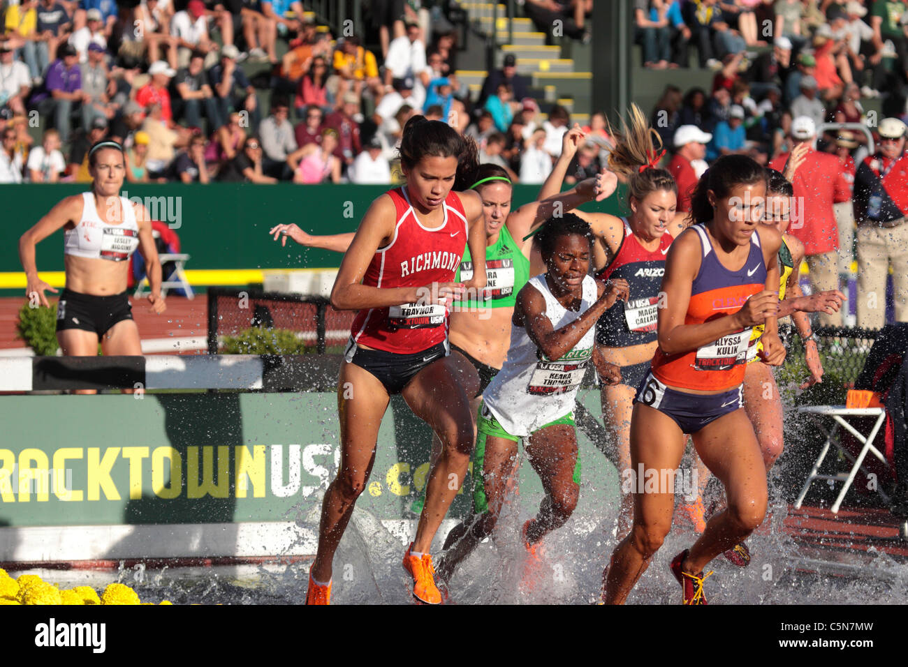 Womens 3000m de carreras de obstáculos nacionales USATF Eugene, Oregón