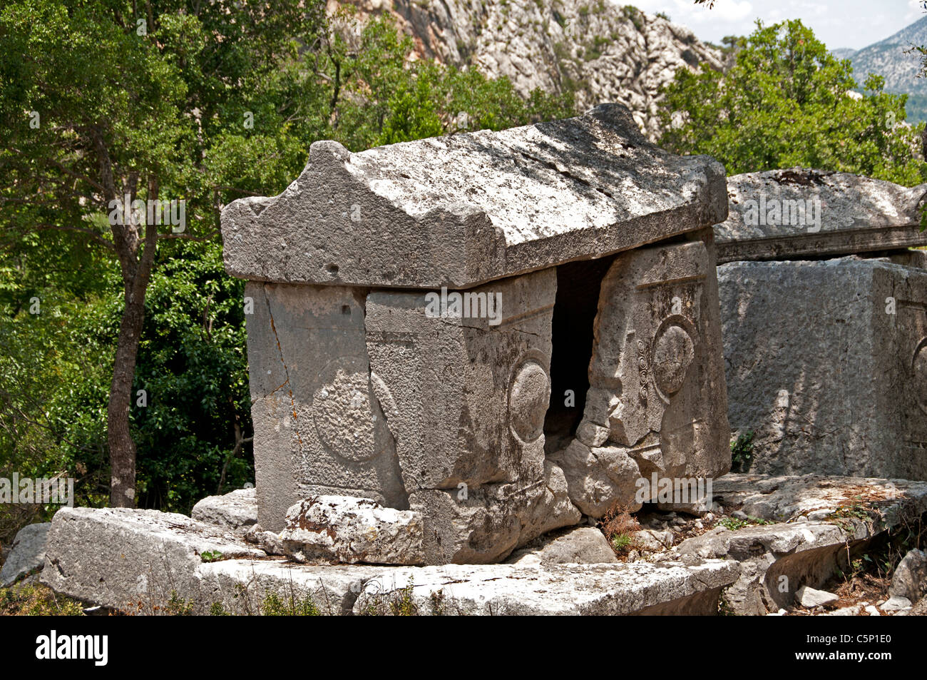 Tumba tumbas Termessos Turquía Antalya ciudad de Pisidia, 400 A.C. Foto de stock