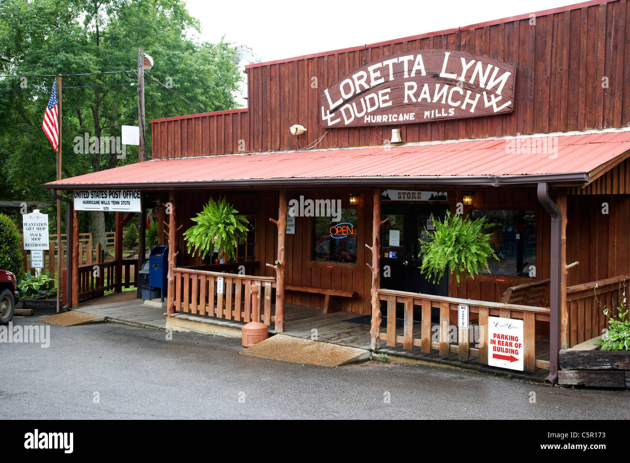 Tienda y oficina de correos de la Loretta Lynn rancho vacacional Hurricane Mills, Tennessee, EE.UU. Foto de stock