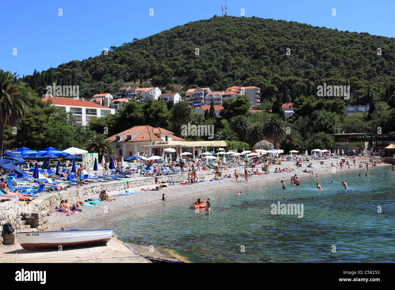 Playa de Lapad, en Dubrovnik, Croacia Foto de stock