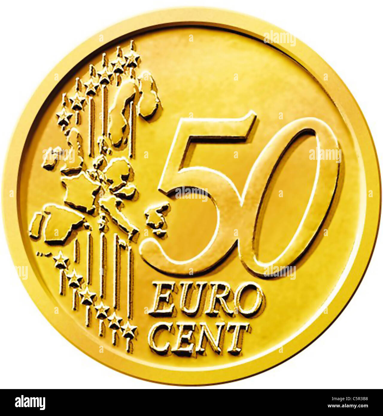 Ilustración de un cincuenta (50) céntimos de euro moneda aislado sobre un  fondo blanco Fotografía de stock - Alamy