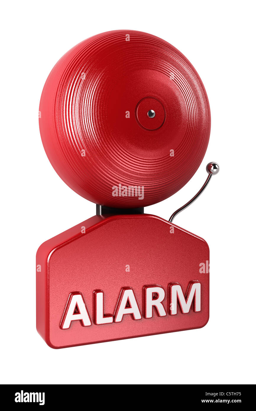 Timbre de alarma de fuego de color rojo sobre fondo blanco Fotografía de  stock - Alamy
