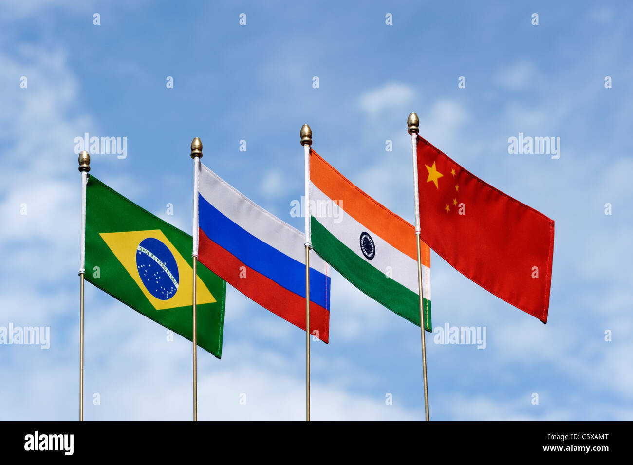 BRIC's Brasil Rusia India China banderas Foto de stock
