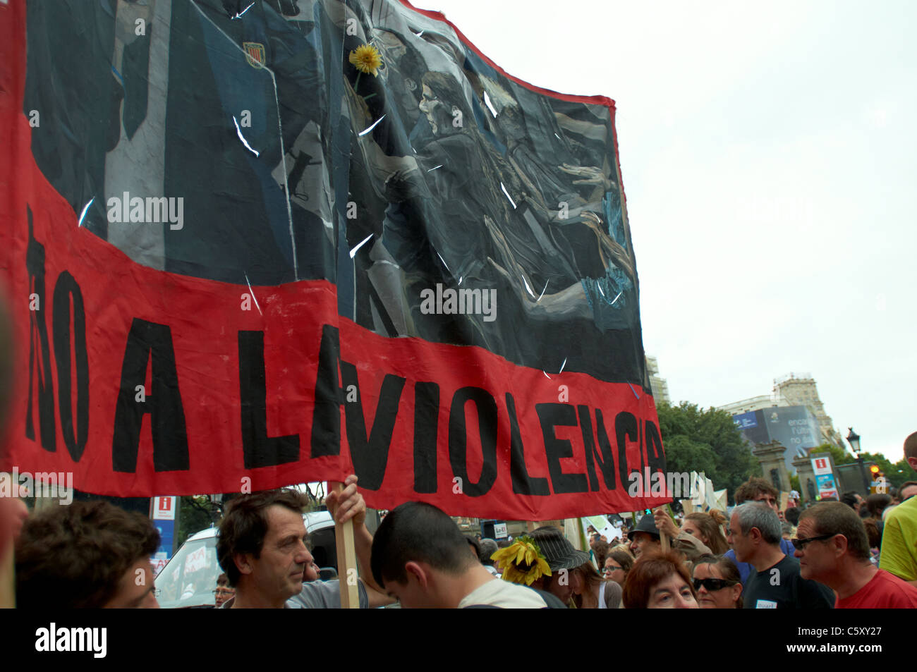 -Revolución Española- Demostración el movimiento 15M en Barcelona, España. Foto de stock