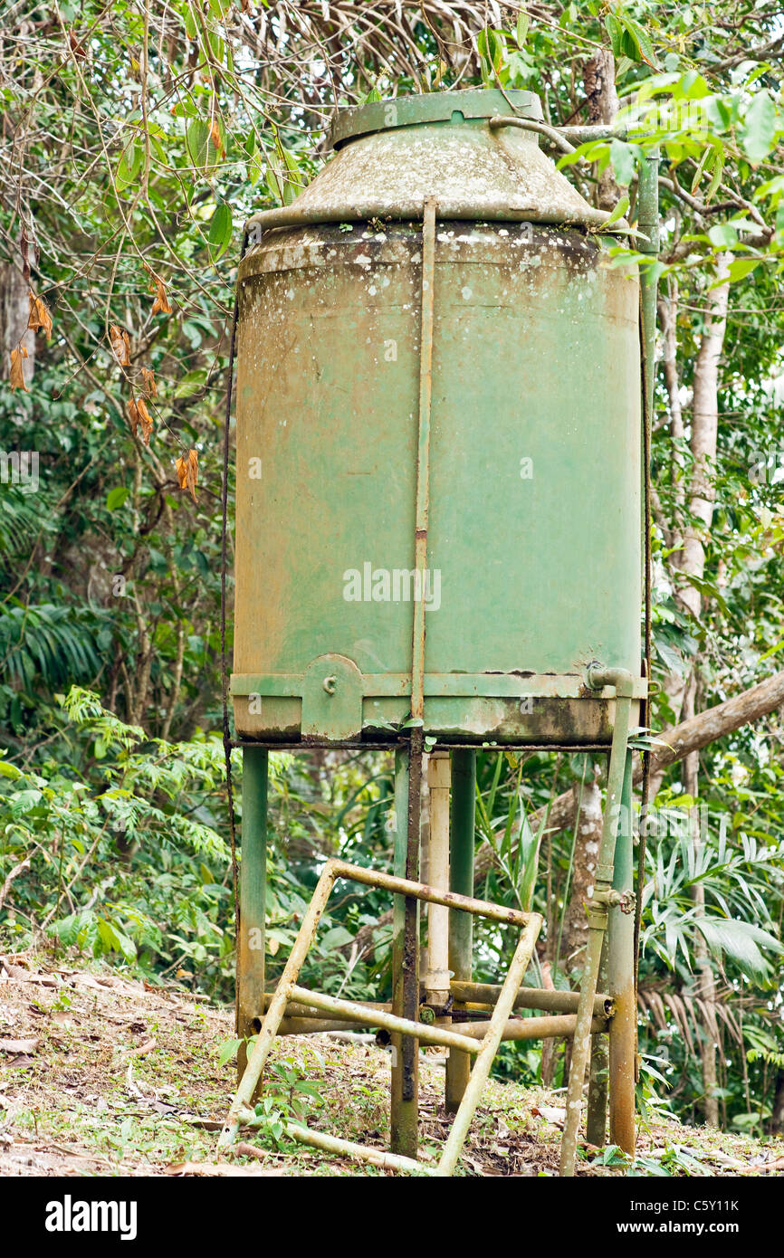 Depósito de agua abandonadas en la jungla en Panamá Foto de stock