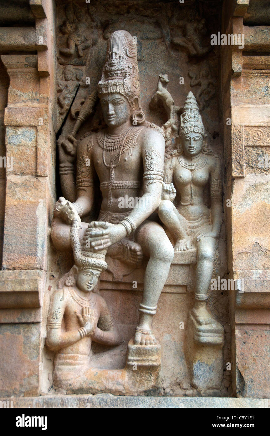 Parvati y el señor Shiva Nataraja Chidambaran Templo de Tamil Nadu, en el sur de la India Foto de stock