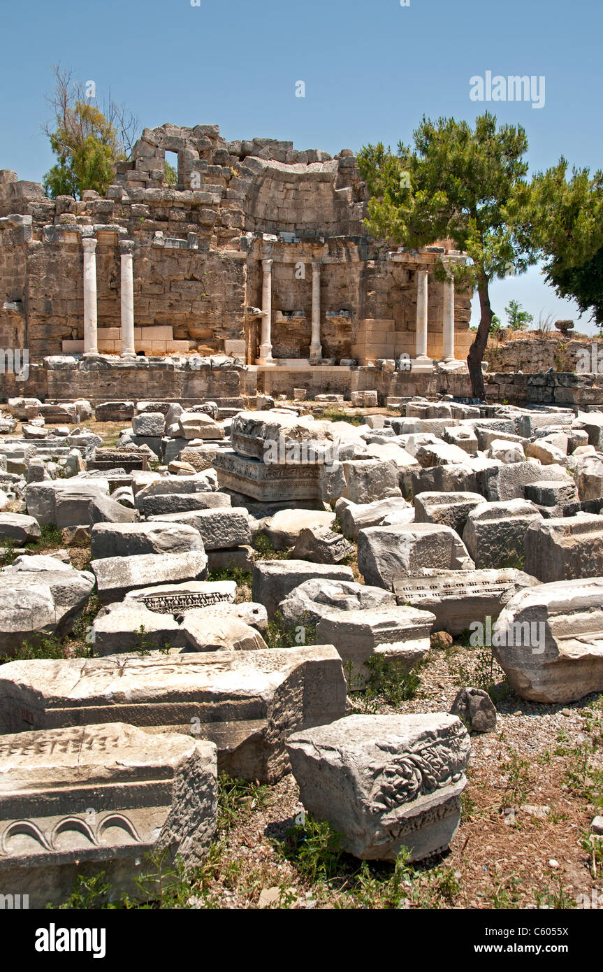 Lado Turquía Agora antiguo anfiteatro teatro greco-romano Foto de stock