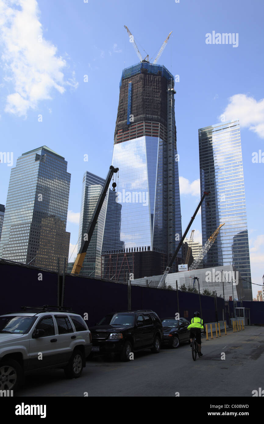 Torre de la libertad, 1 World Trade Center en construcción, Ground Zero, Manhattan, Ciudad de Nueva York Foto de stock