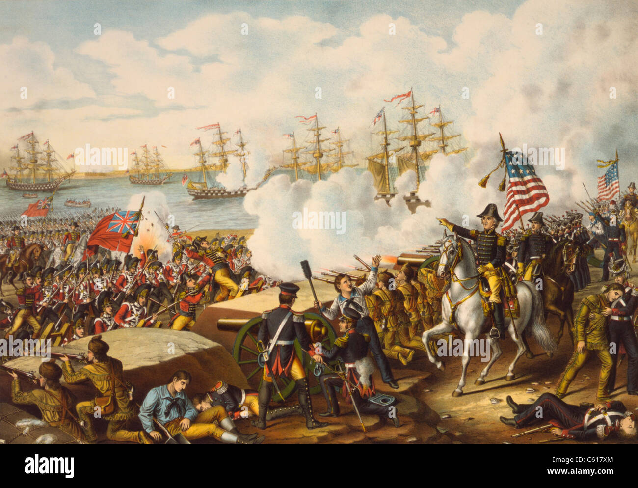 La batalla de Nueva Orleans, 8 de enero de 1815. La batalla final de la guerra de 1812, resultando en la victoria de las fuerzas americanas contra los británicos. Foto de stock