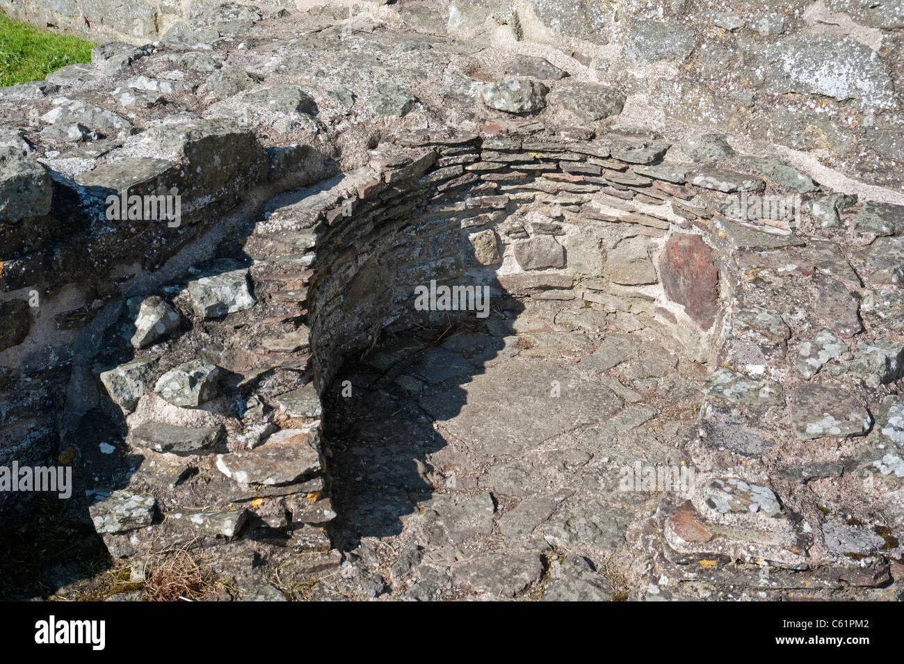 Las ruinas del castillo de Montgomery del siglo XIII, la Colina del Castillo, Powys, Gales, Reino Unido. Ocs 7622 Foto de stock