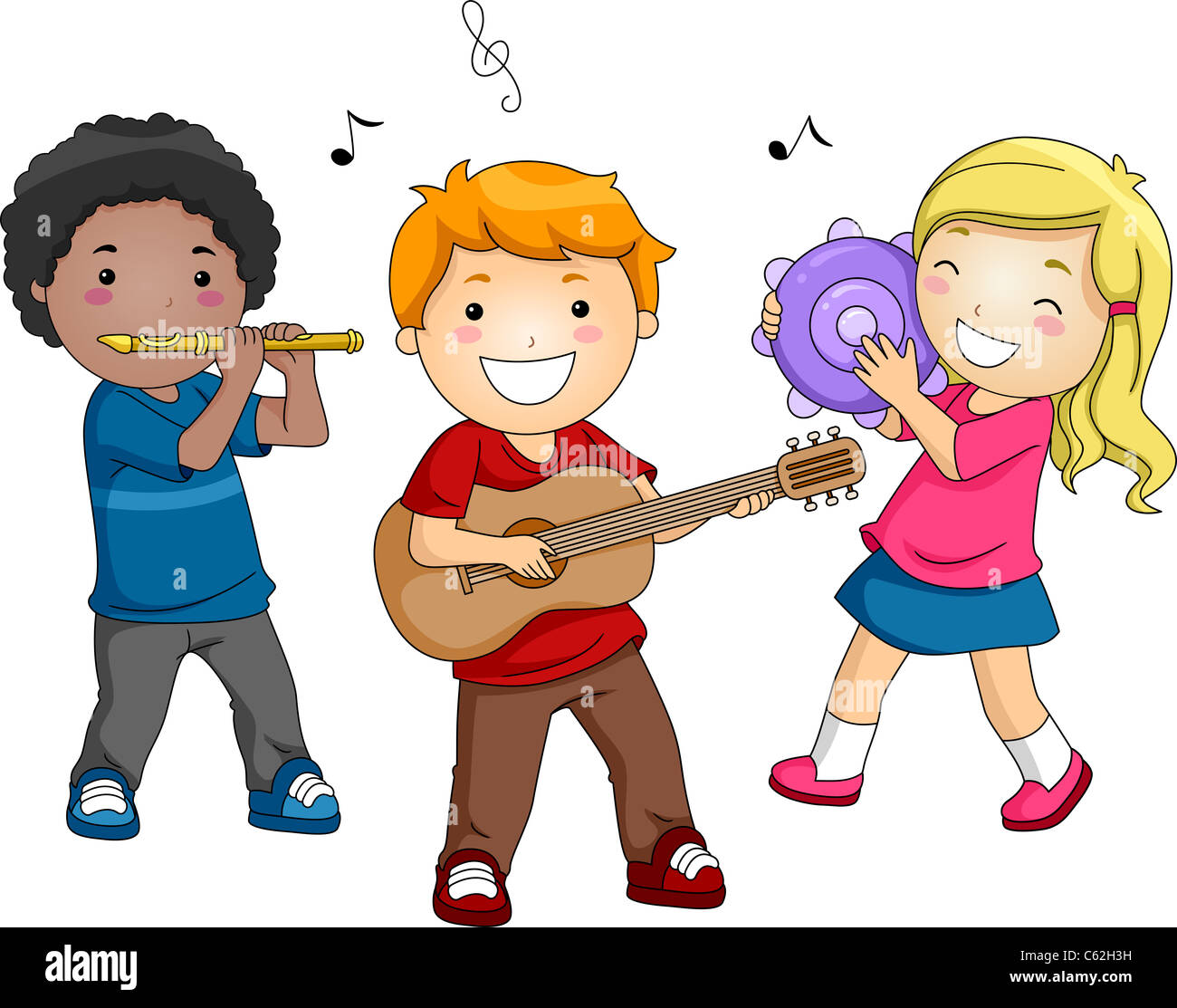 Ilustración de niños jugando diferentes instrumentos musicales Fotografía  de stock - Alamy