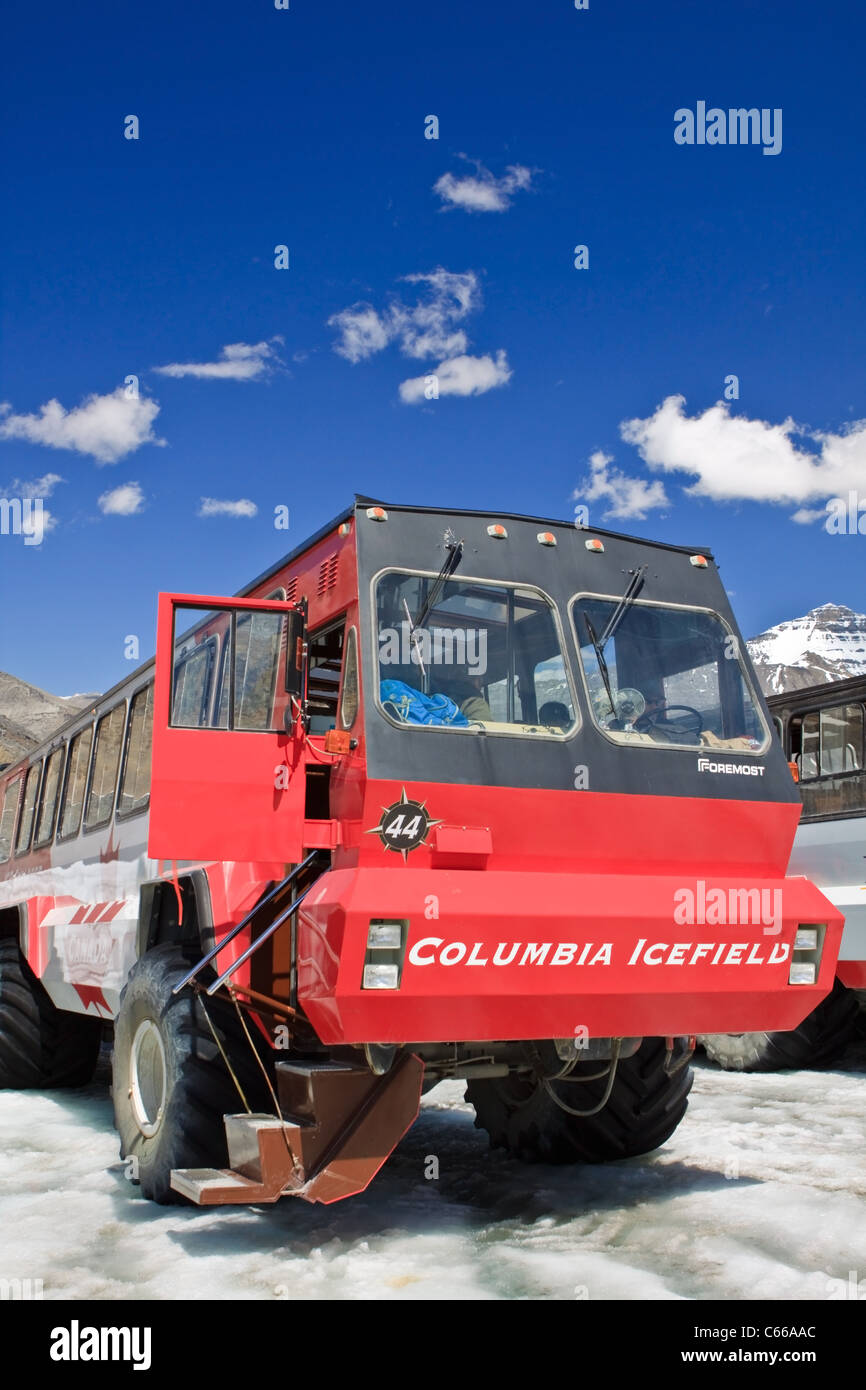 Bus en el Columbia Icefield Alberta Foto de stock