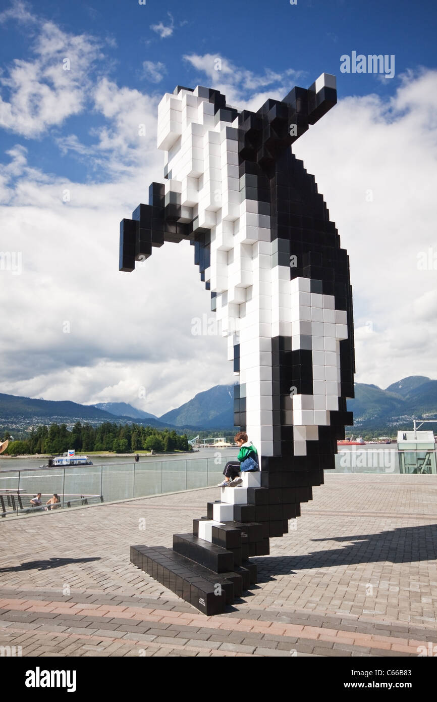 La Orca Digital Killer Whale estatua de Vancouver BC Foto de stock