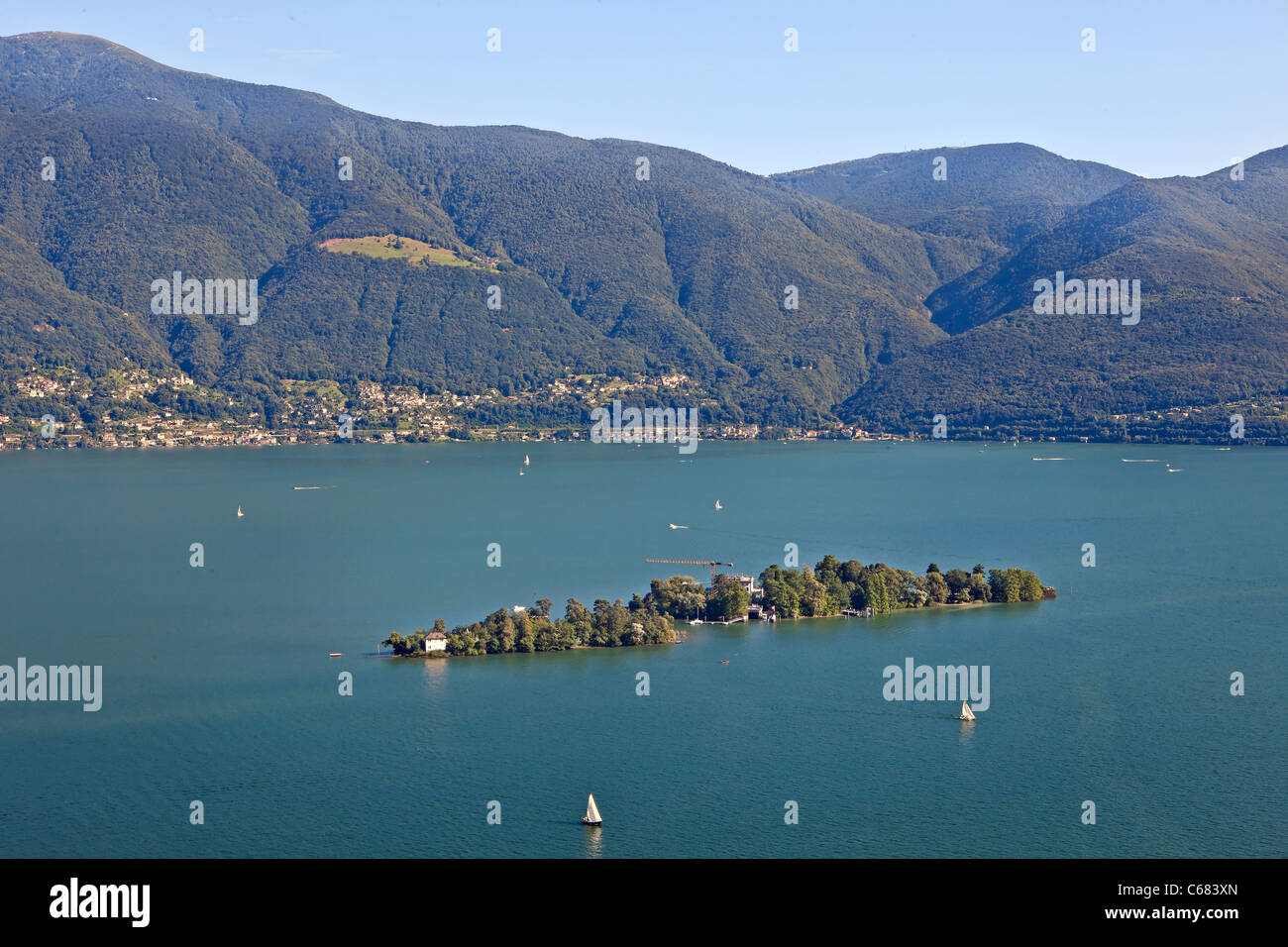 Vista de la Isole di Brissago y el Lago Maggiore Foto de stock