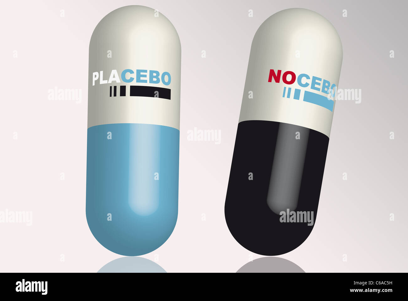 Placebo y nocebo pills Foto de stock