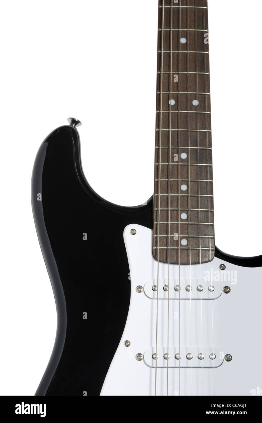Blanco y negro Fender Stratocaster guitarra eléctrica aislado sobre un  fondo blanco Fotografía de stock - Alamy
